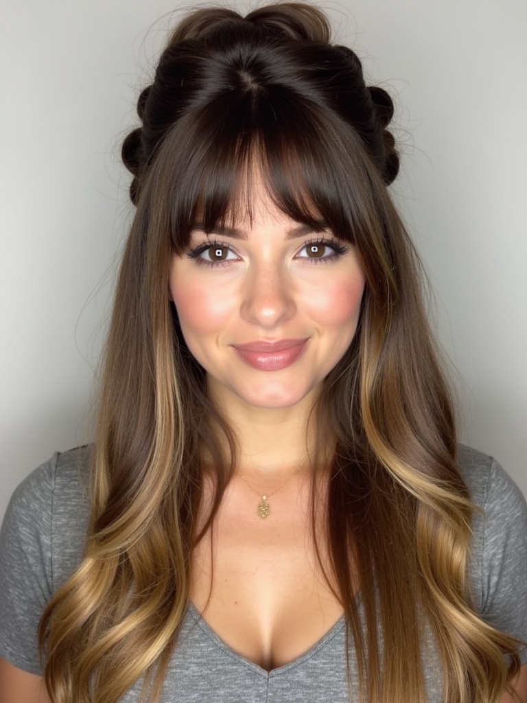 Face Framing Curtain Bangs with Asymmetrical Cut