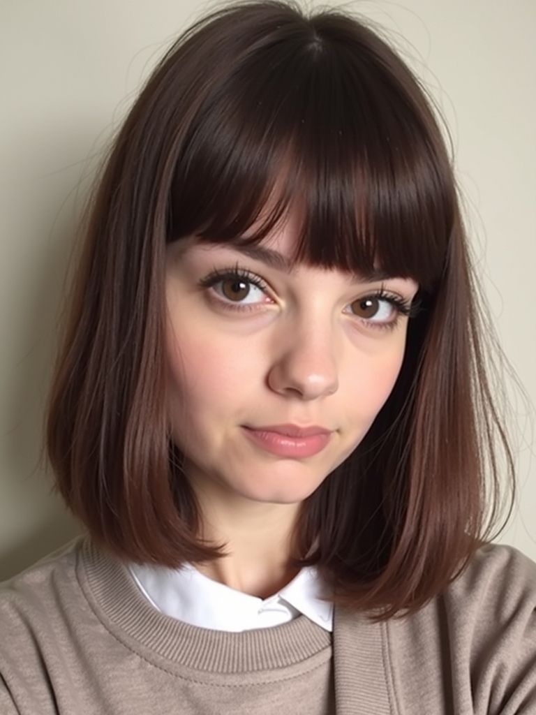 Face Framing Curtain Bangs with Twisted Details