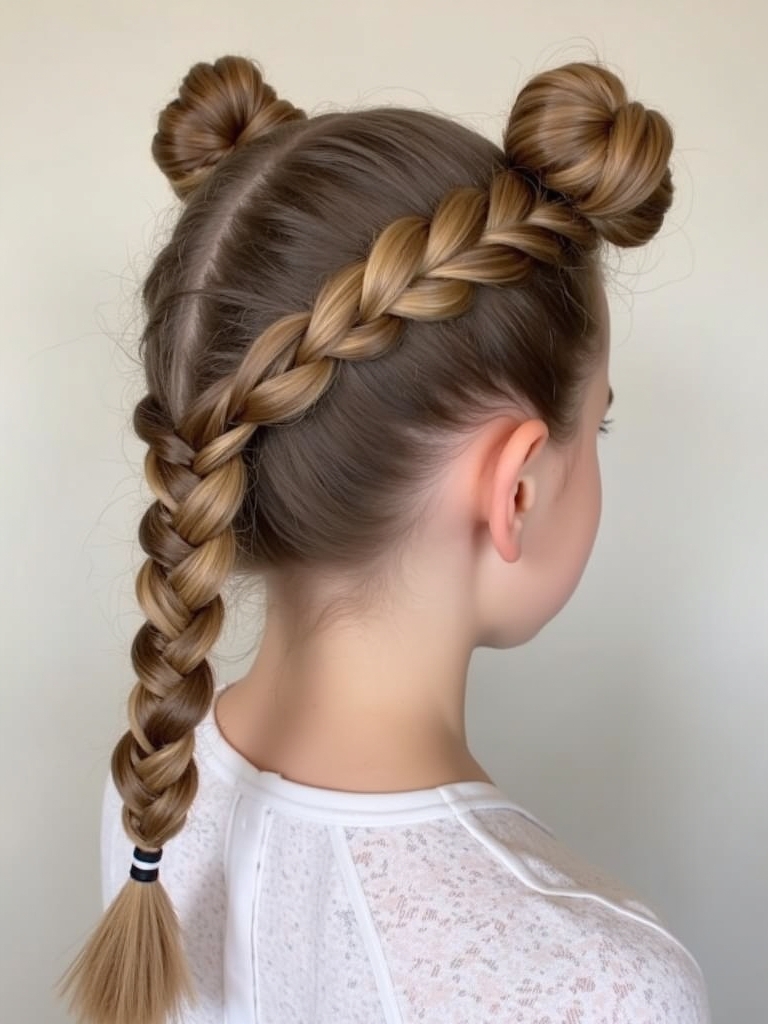 Easy Space Bun Pigtails Hairstyles For School