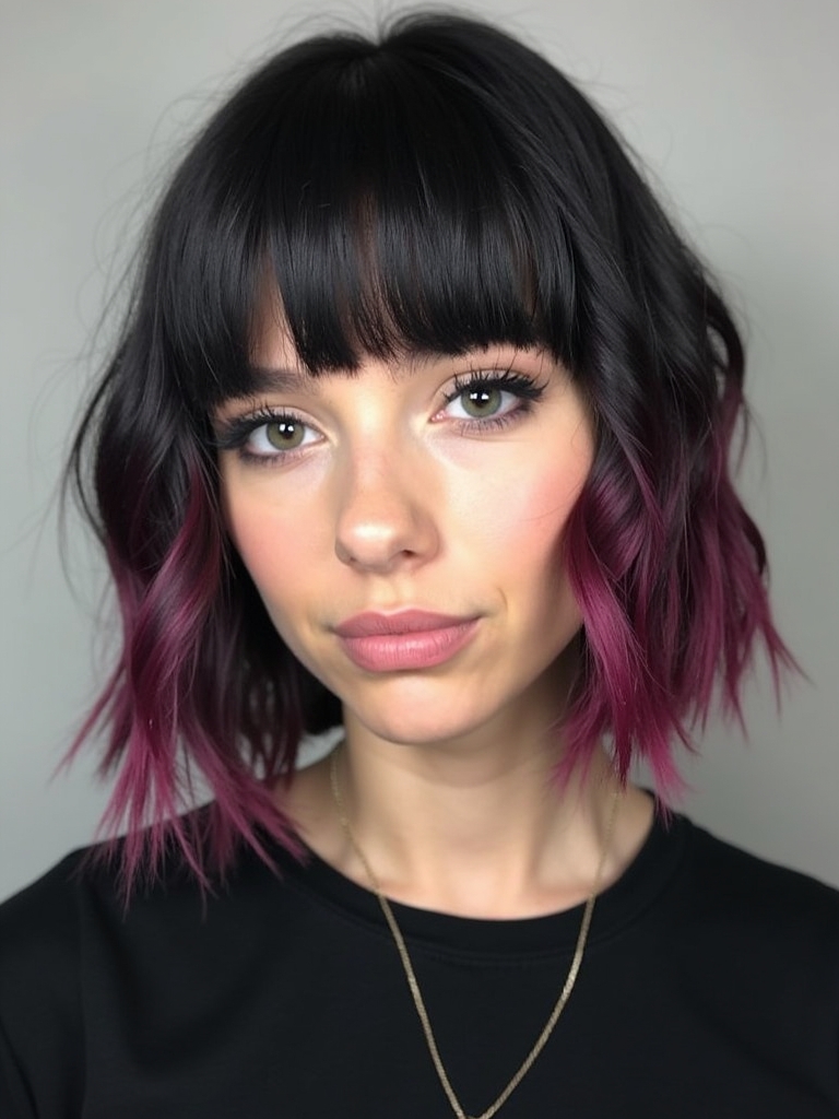 Face Framing Curtain Bangs with Subtle Layers