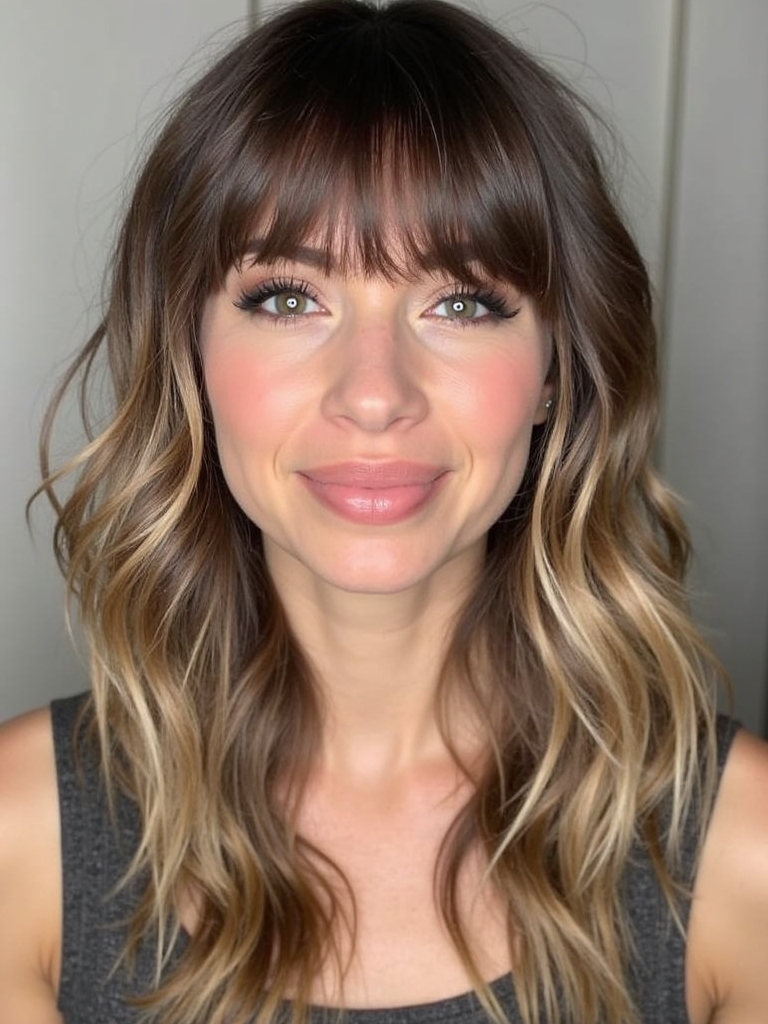 Face Framing Curtain Bangs with Braided Accents