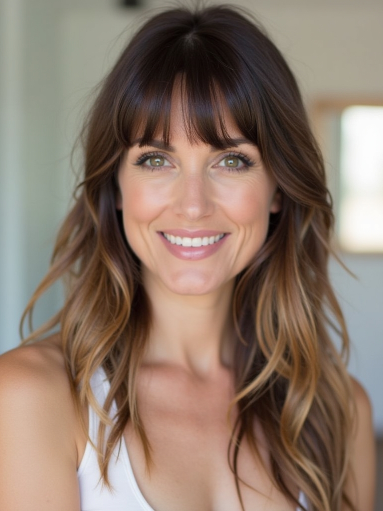 Face Framing Curtain Bangs for a Sleek Ponytail