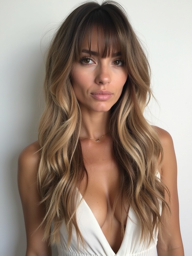 Face Framing Curtain Bangs with Voluminous Curls