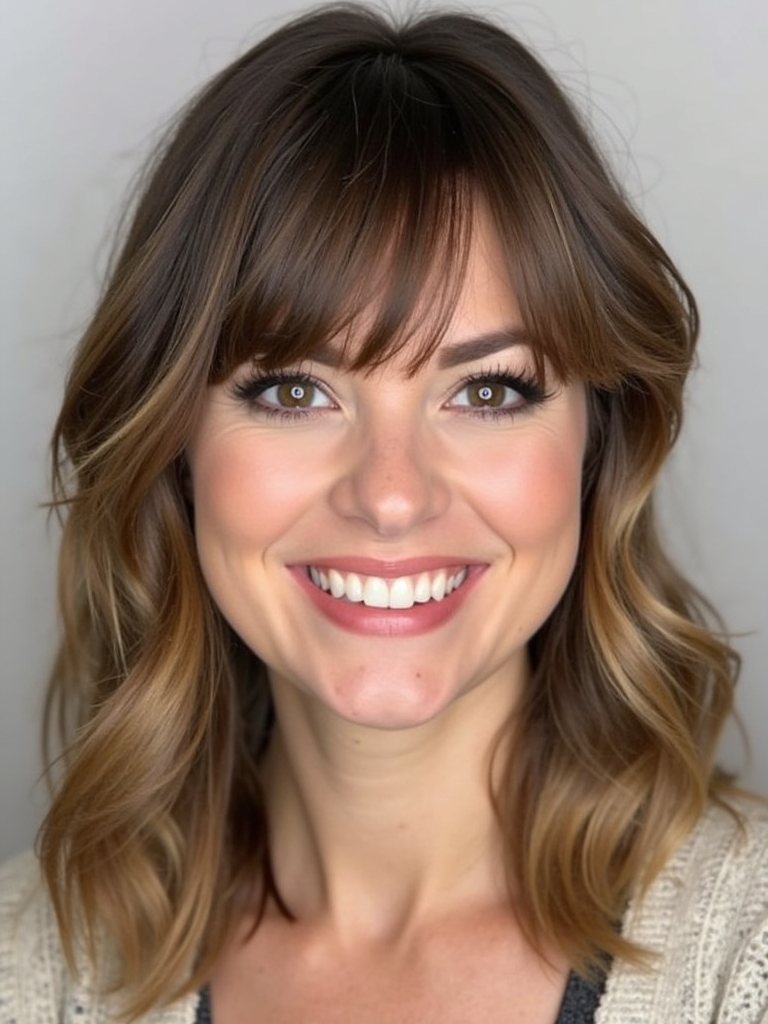 Face Framing Curtain Bangs for a Classic Bob