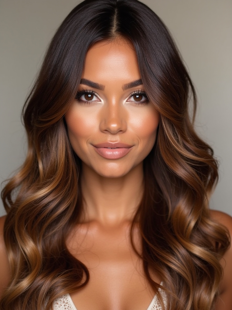 Fall Brown Hair With Golden Honey Highlights