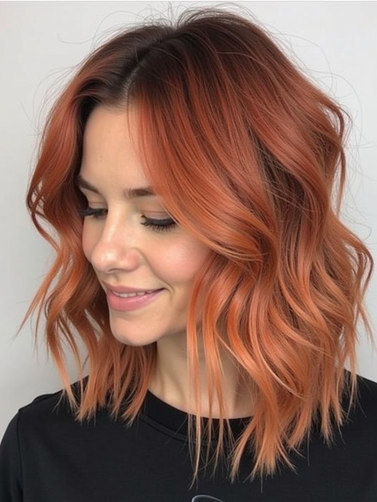 39 Copper Peach Hair Color Ideas: Fiery Copper Peach with Red Undertones
