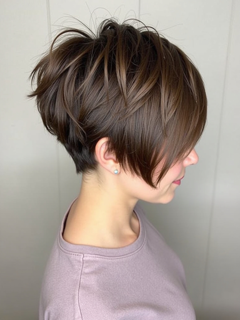 Stacked Pixie Haircut Back View: High Stack
