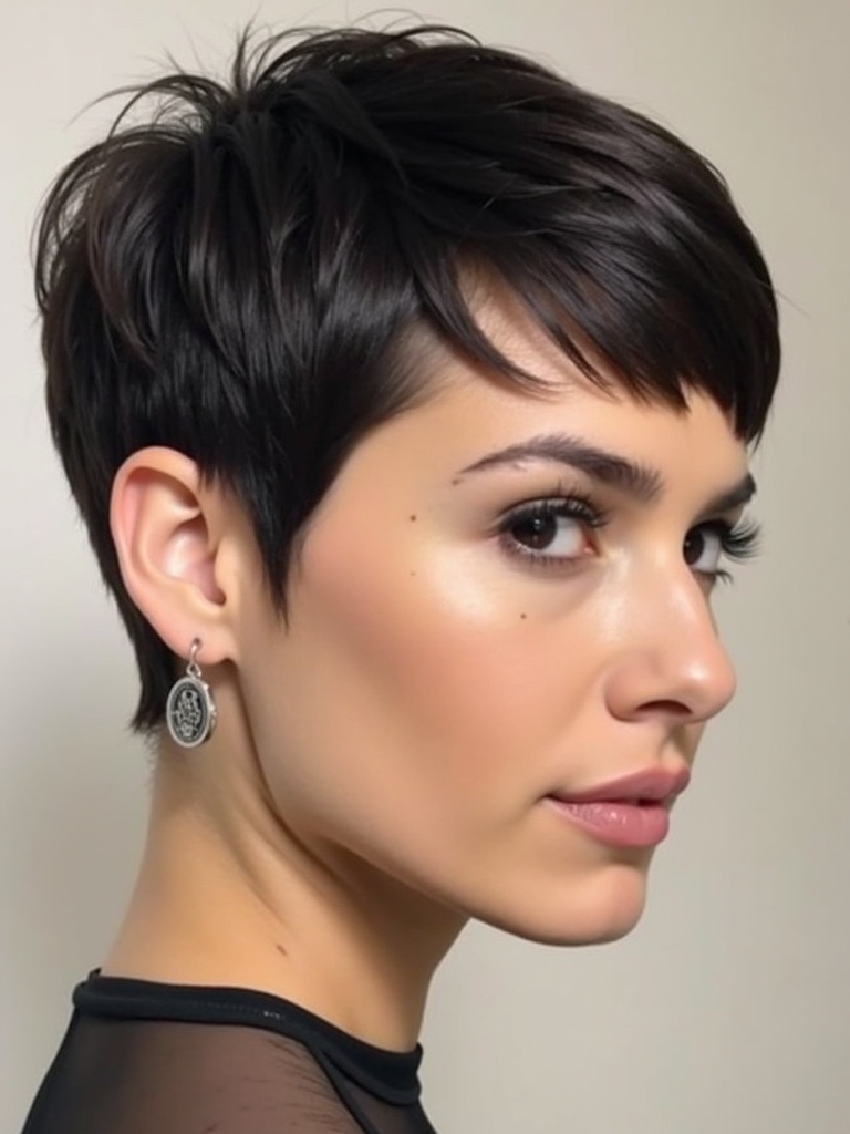 Pixie Cut Back View: Bold Color Accent