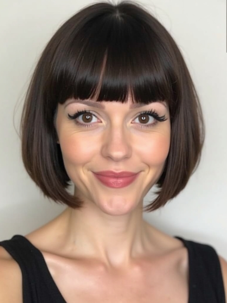 The Parted with Side Swept Bang French Bob
