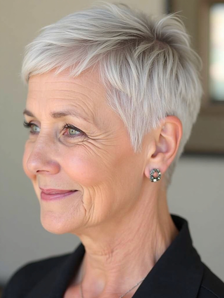 Hairstyles For Thin Hair Fine Over 50: Side-Swept Bangs with Layers