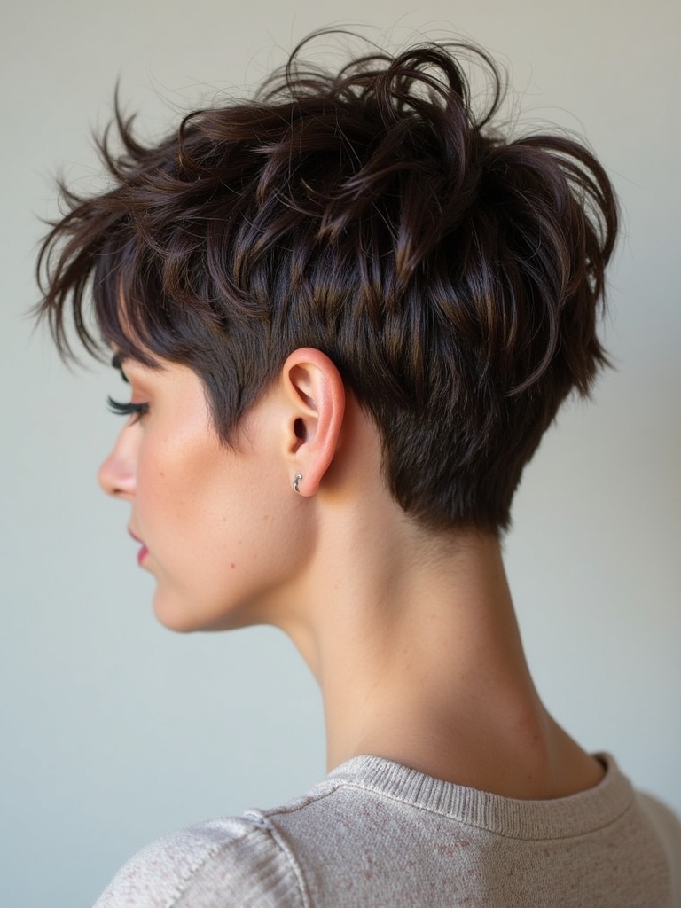 Pixie Cut Back View: V-Cut