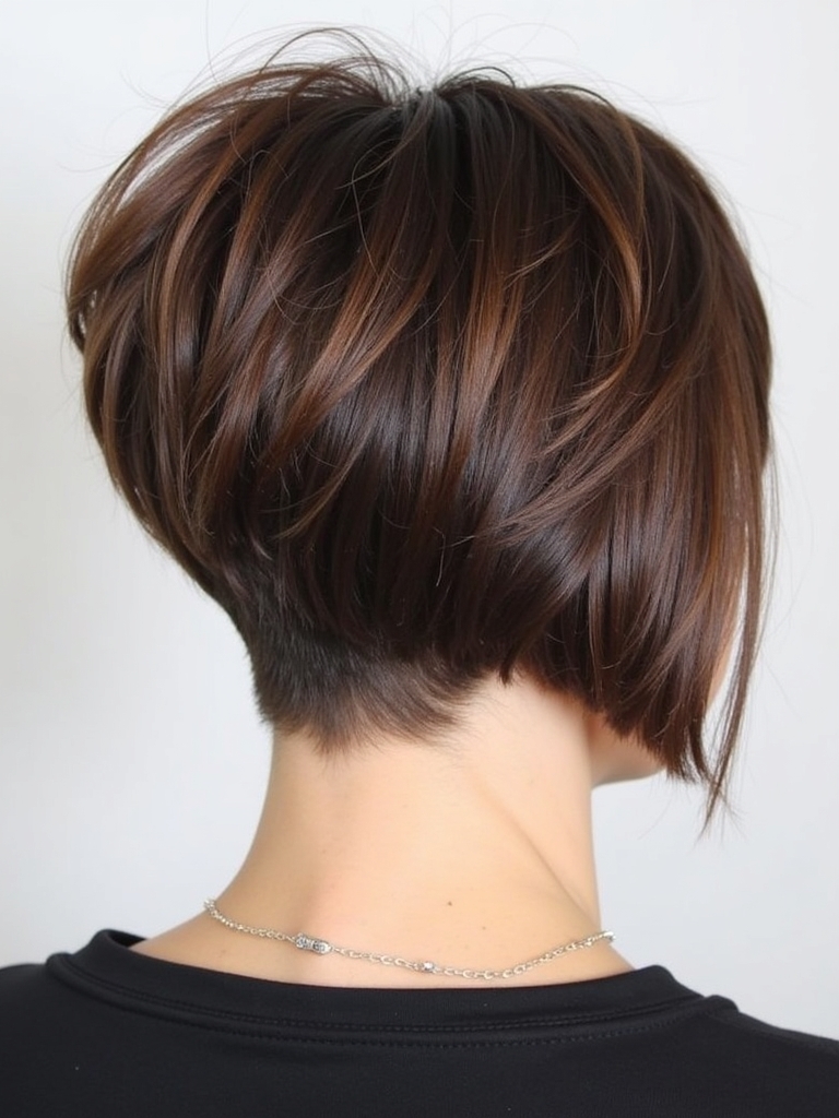 Stacked Pixie Haircut Back View: Contrasting Lengths