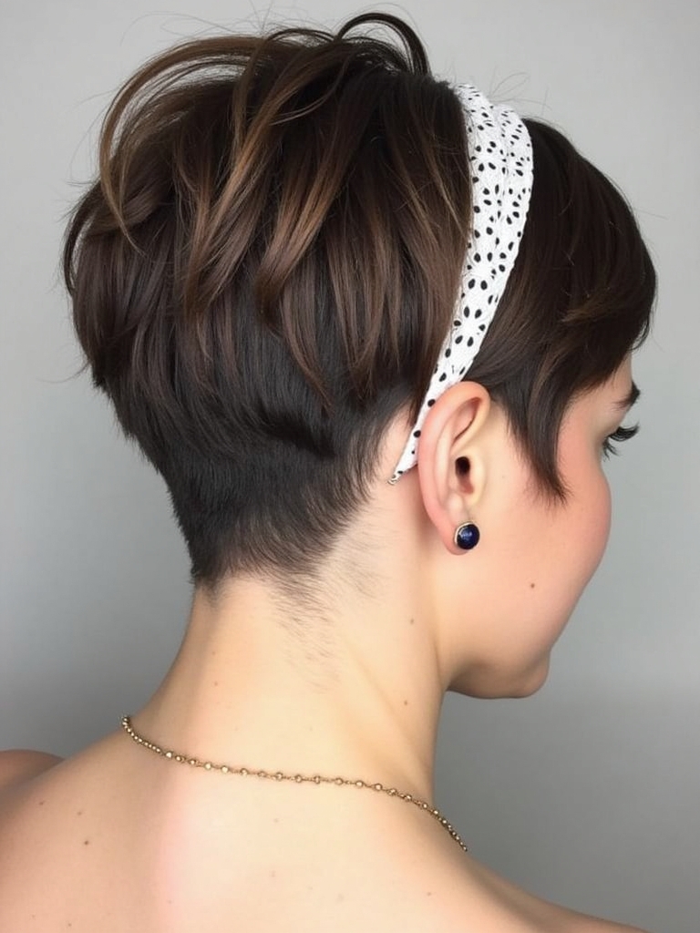 Stacked Pixie Haircut Back View: Edgy Asymmetry