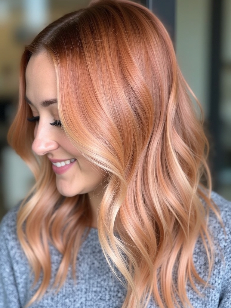 39 Copper Peach Hair Color Ideas: Sleek and Straight Copper Peach Bob
