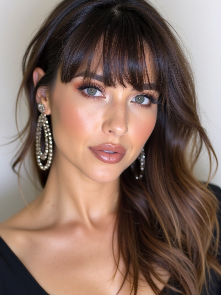 Face Framing Curtain Bangs with a French Twist