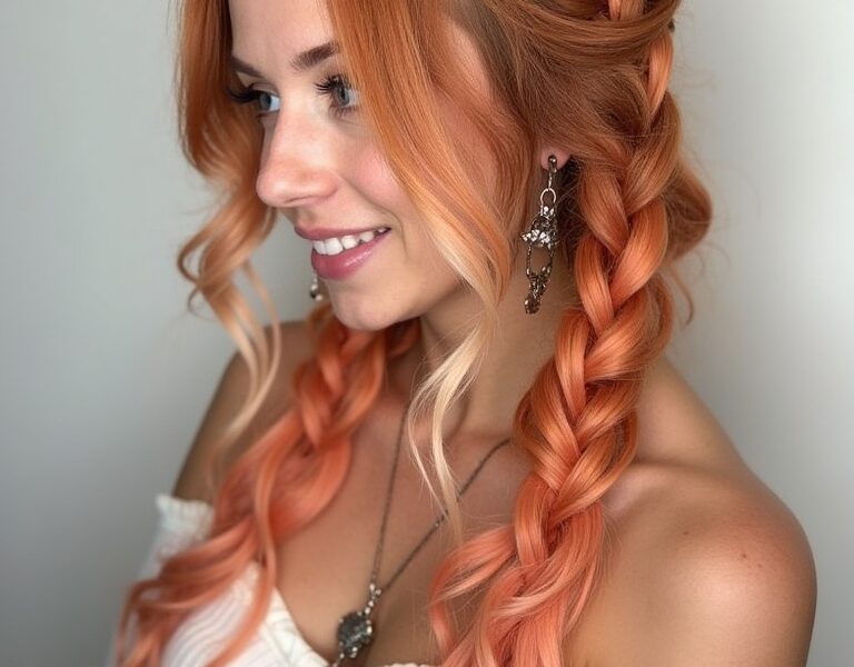 39 Copper Peach Hair Color Ideas: Icy Copper Peach with Silver Undertones
