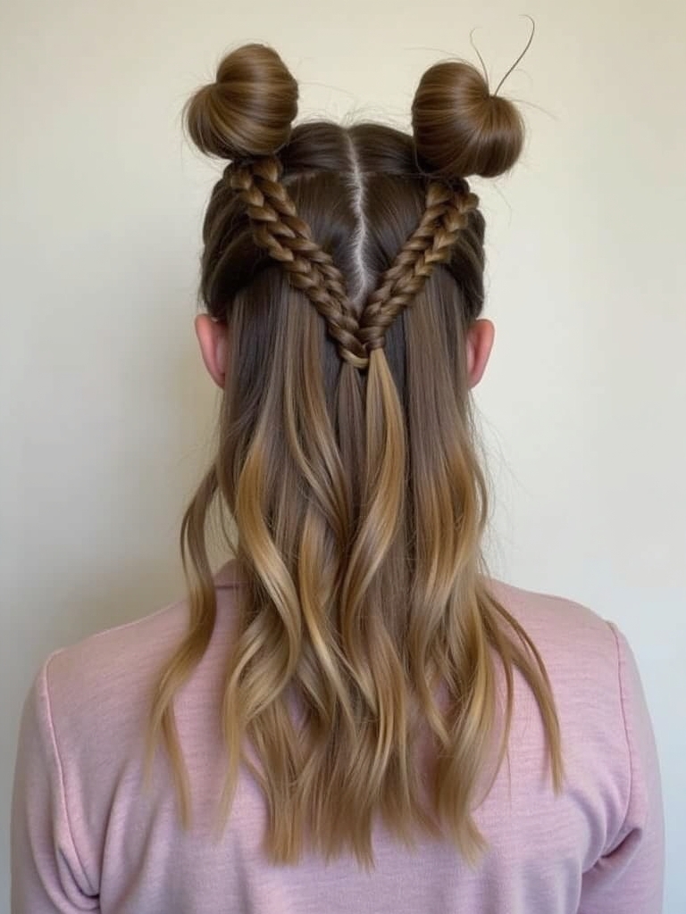 Cute Easy Half-Up Space Buns Hairstyles