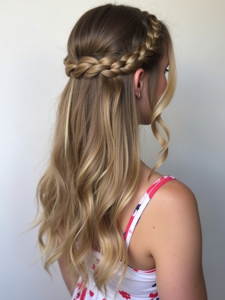 Cute Easy Half-Up Half-Down Braid Hairstyles