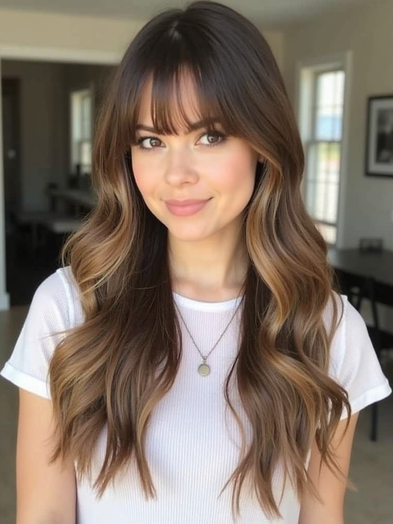 Long Haircut Ideas: Angled Layers with Subtle Highlights