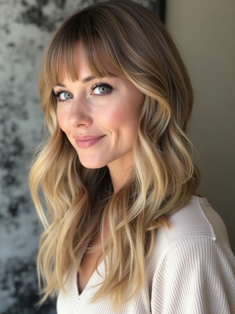 Long Haircut Ideas: Face-Framing Layers with Curtain Bangs