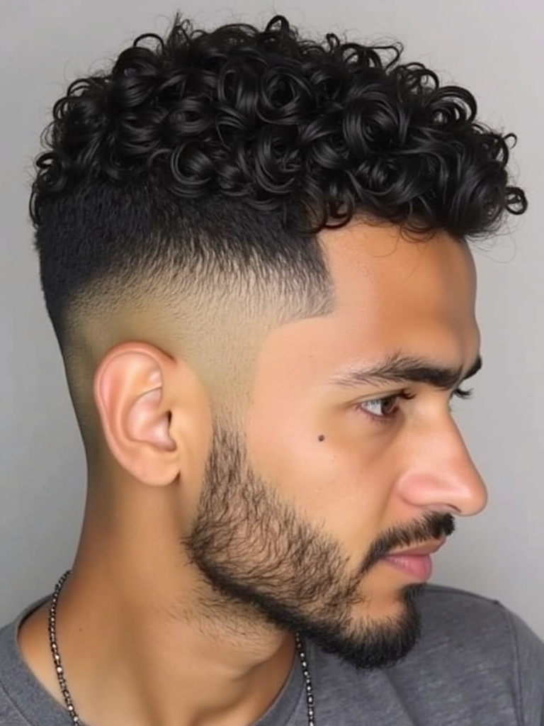 The High Top Fade with Curls: A Retro Men's Short Curly Hairstyle