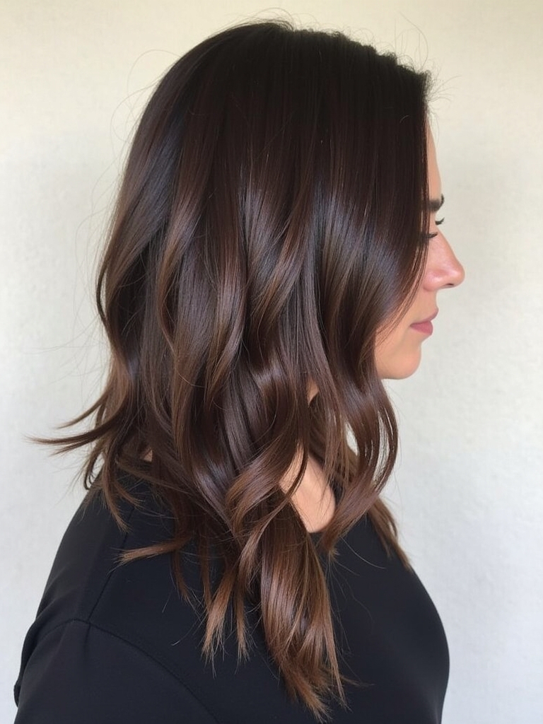 Brunette Balayage Hair With Soft Caramel Ribbons