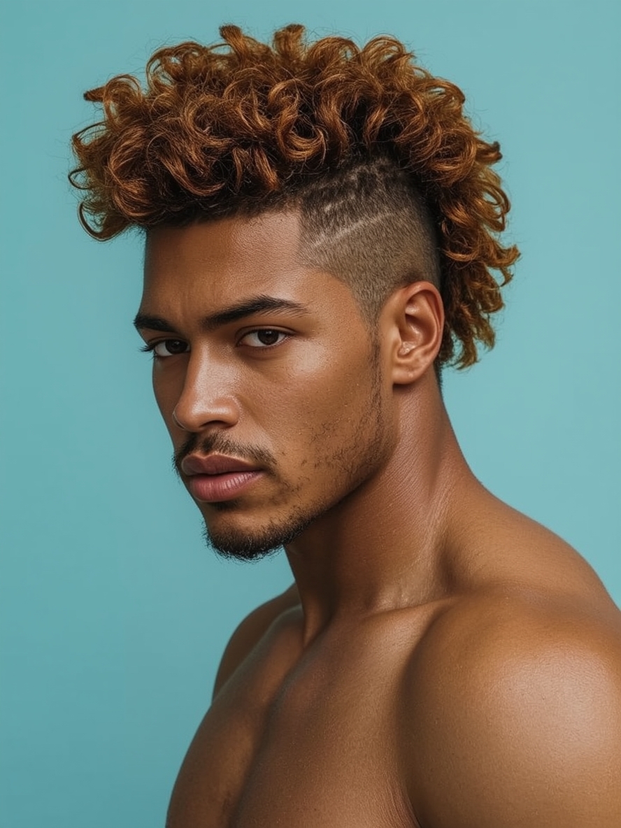 Men's Curly Haircut: High Fade