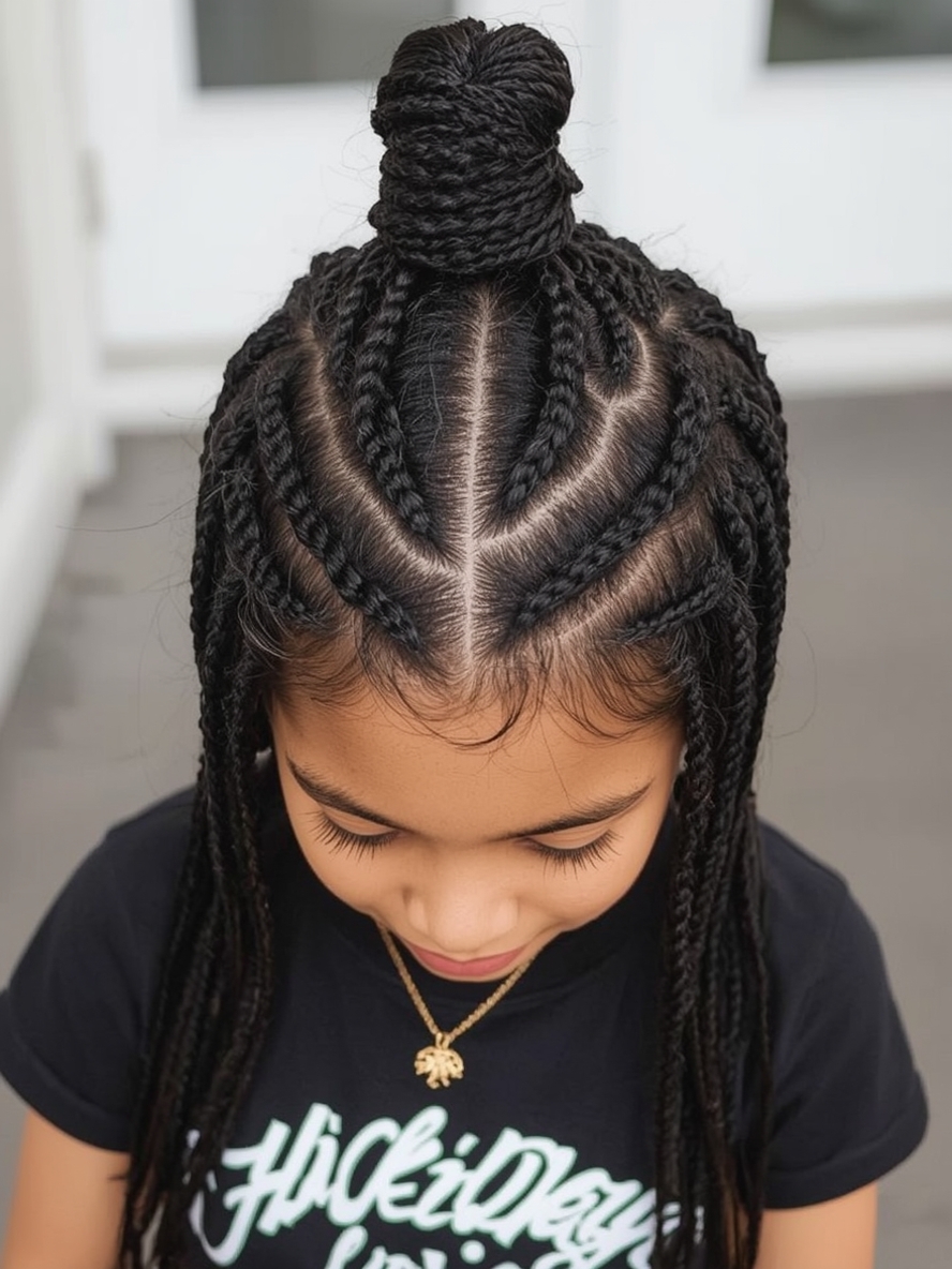 Kids Cornrow Hairstyles: Crown Braid with Cornrows