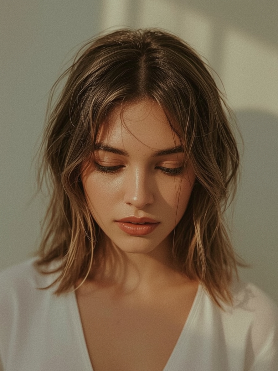 Shoulder Length Hair Thin Fine: Pulled Back With Texture