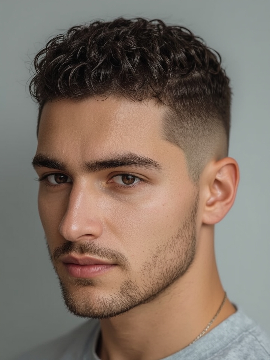 Men's Curly Haircut: Buzz Cut with a Twist