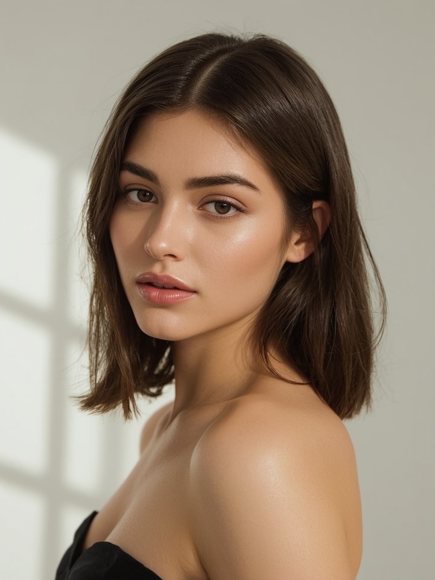 Shoulder Length Hair Thin Fine: Wavy with Middle Part