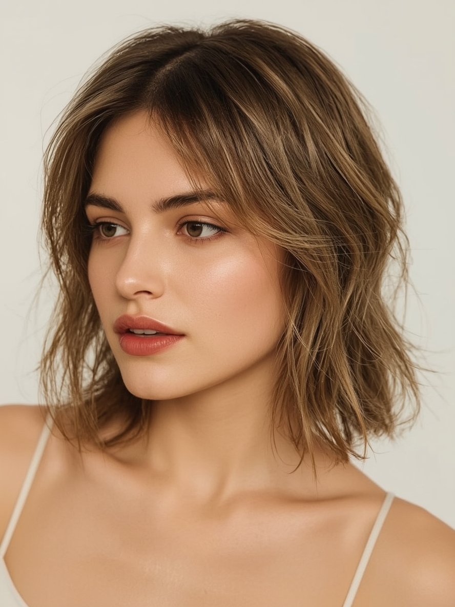 Shoulder Length Hair Thin Fine: Layered with Flicked Ends