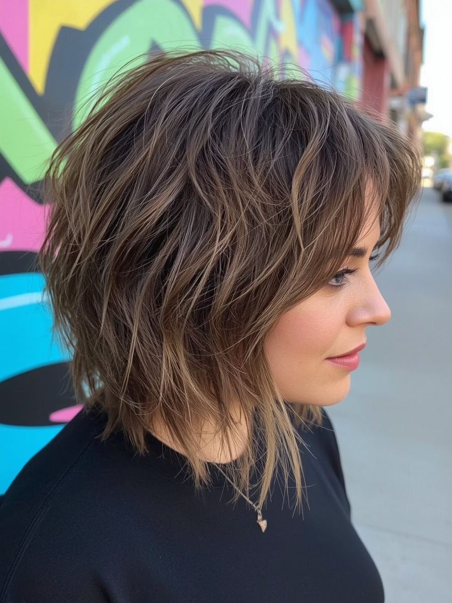 Angled Bob Haircut: Sun-Kissed Serenity