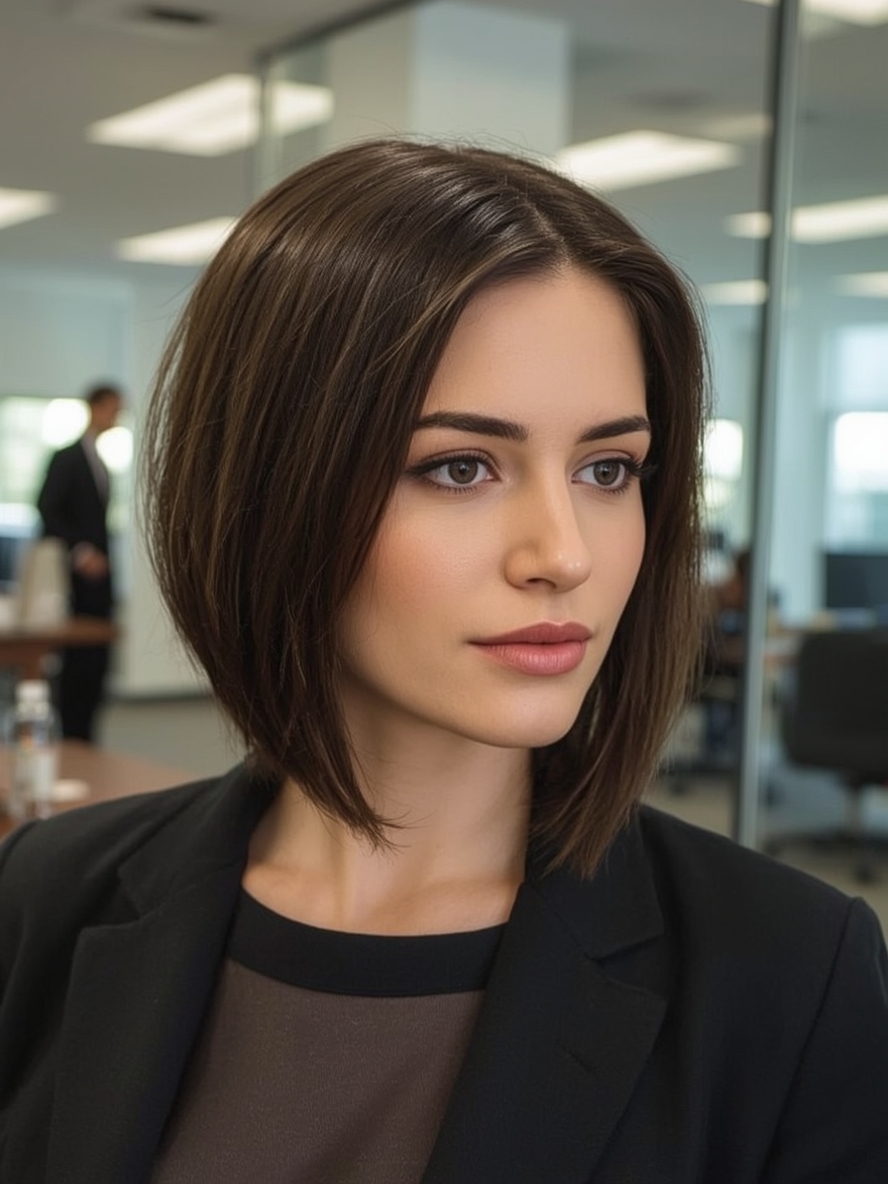 Angled Bob Haircut: Wispy Wonder