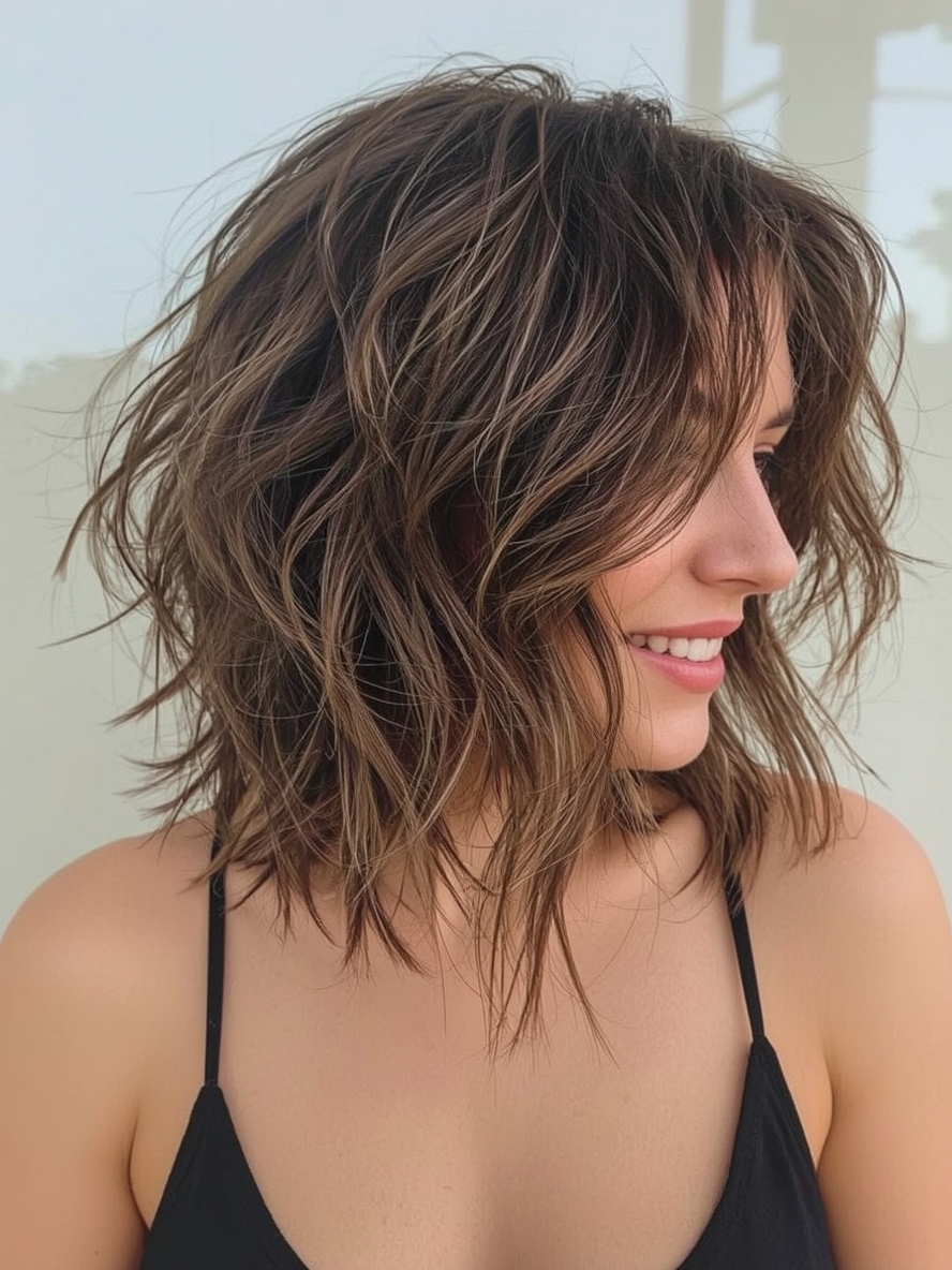 Angled Bob Haircut: Wavy Wonder