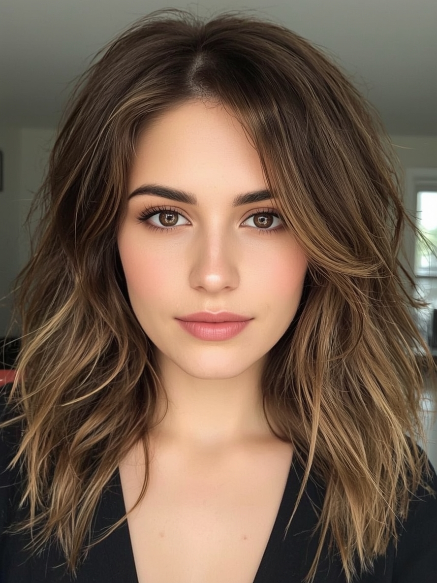 Asymmetrical Honey Brown Balayage