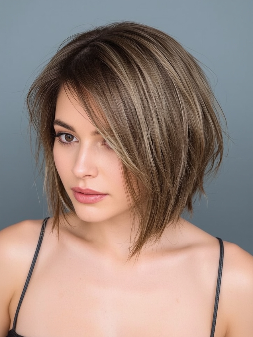 Angled Bob Haircut with A-Line Shape